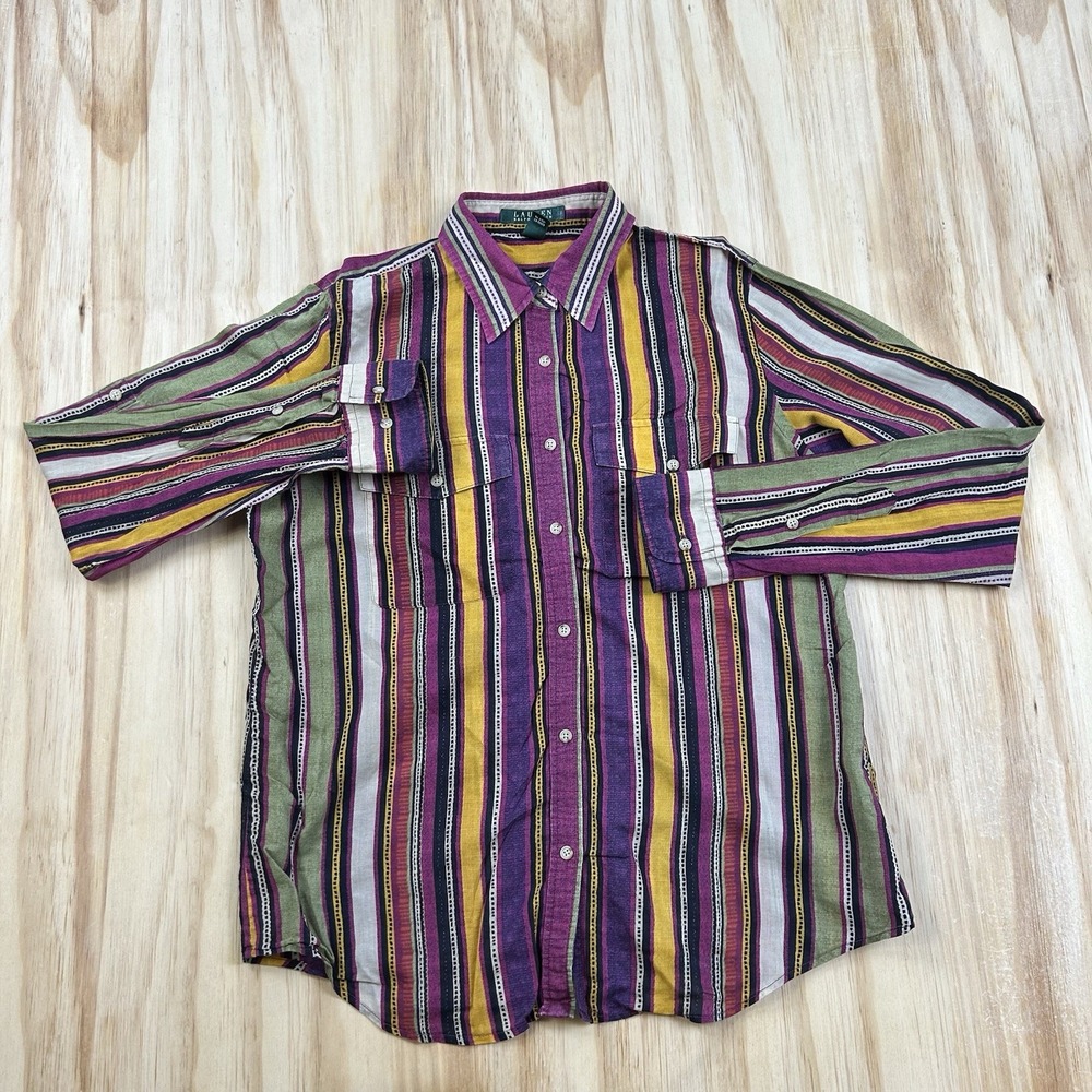 Lauren Ralph Lauren Womens M Colorful Lightweight Packable Long Sleeve Shirt